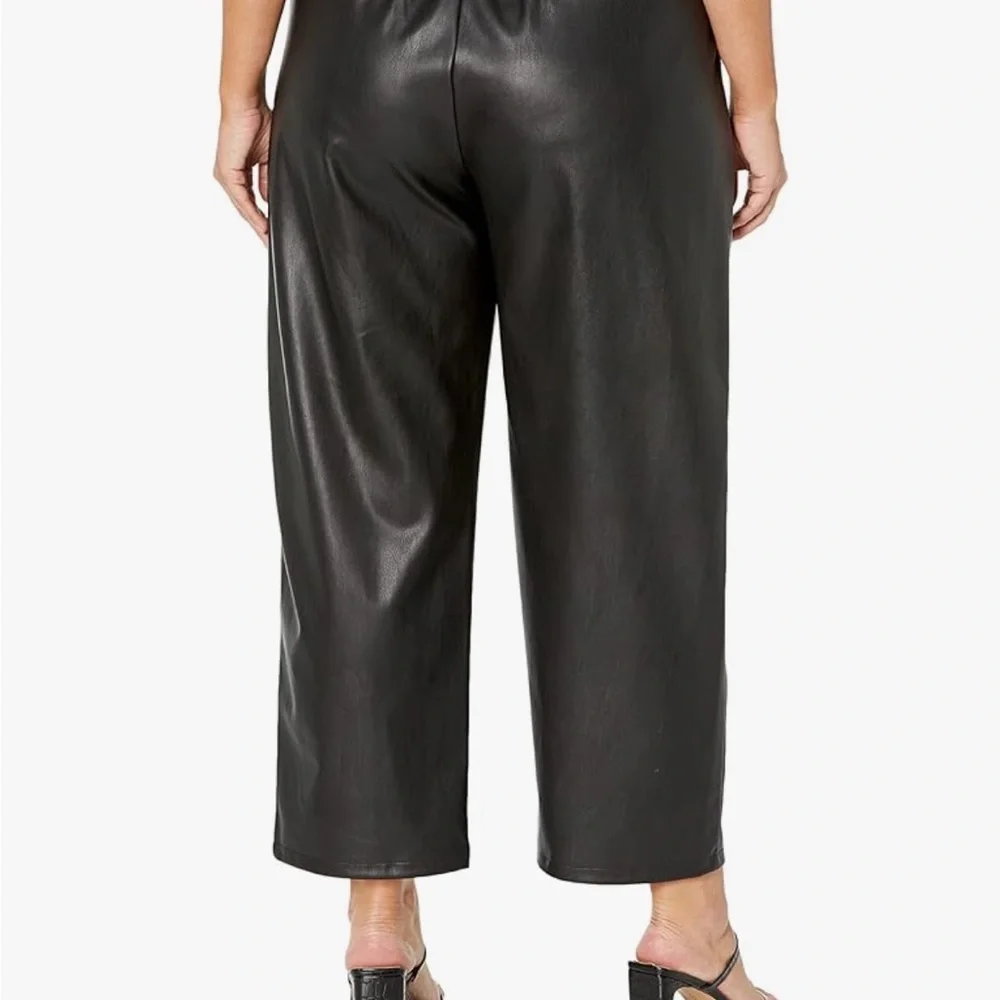 Women's The Drop 3X Vegan Black Leather Trouser Pants
